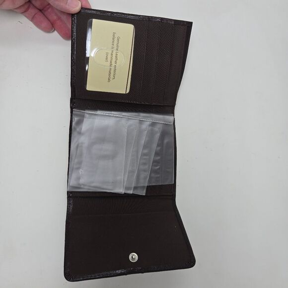 BUXTON Leather Trifold Kiss Lock Leather Wallet NOS Deep Chestnut Brown - Picture 6 of 11